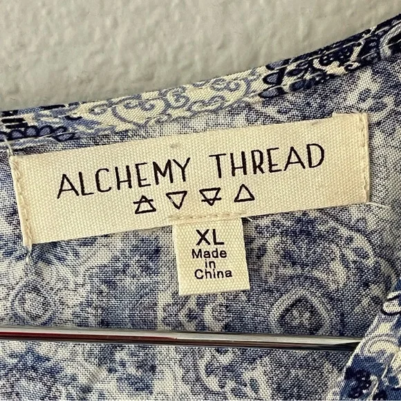 Alchemy Thread Dress XL Blue Print Asymmetric Babydoll Fairycore Fairy Boho - Picture 8 of 10